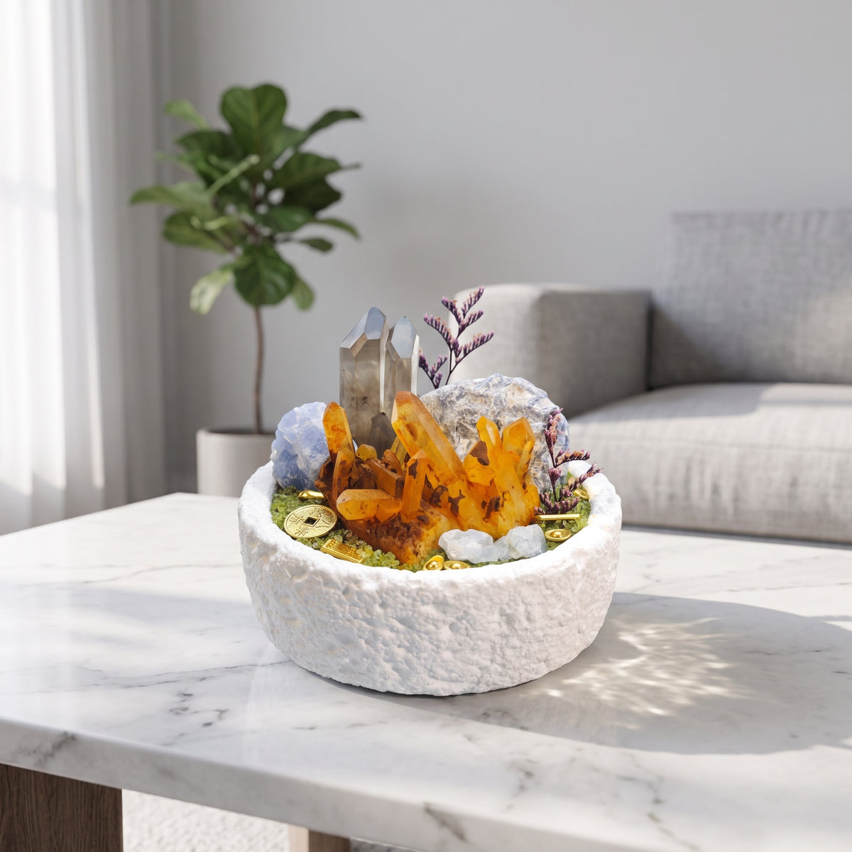 "Golden Abundance" Citrine Crystal Garden