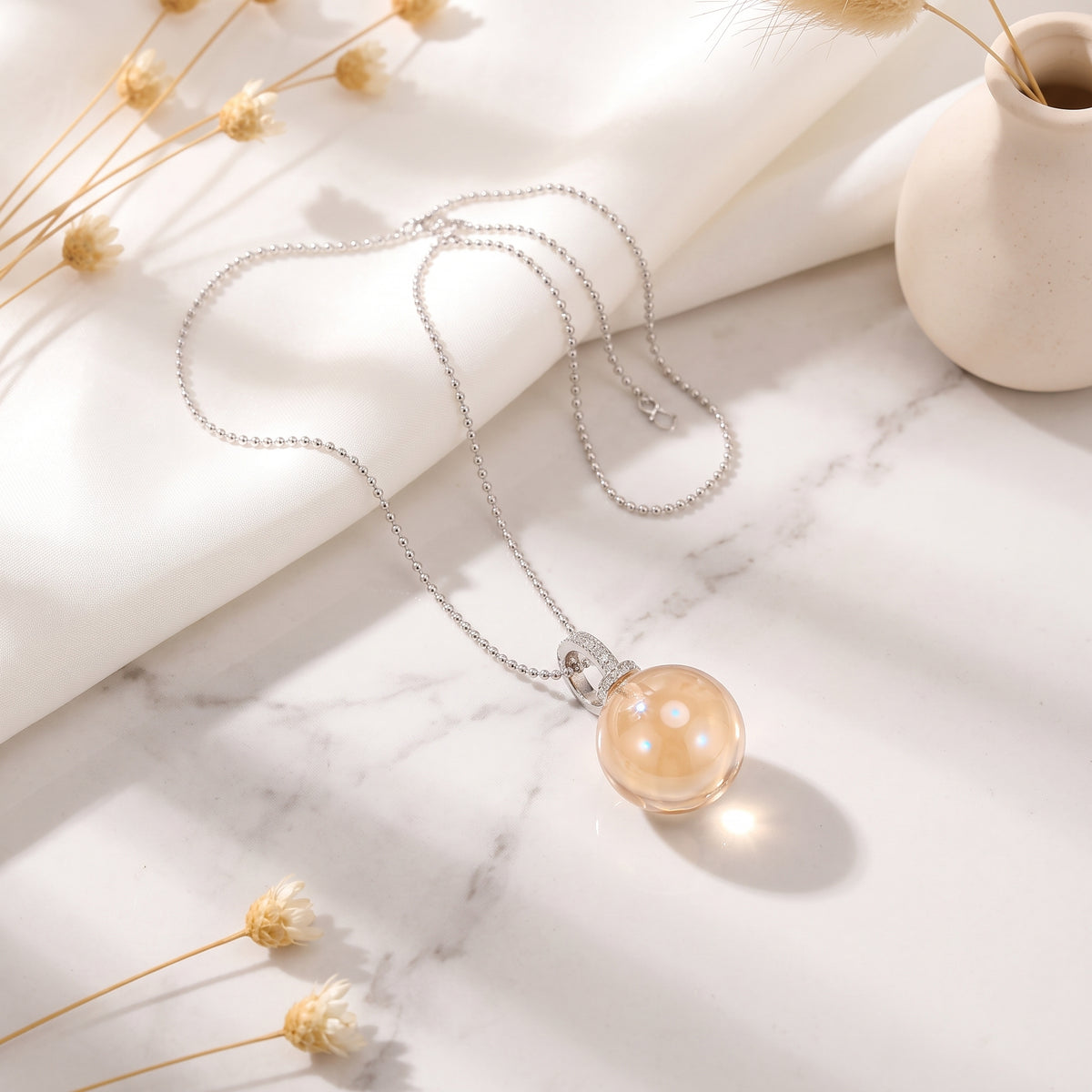 "Peach Sunshine" Golden Rutilated Quartz Pendant
