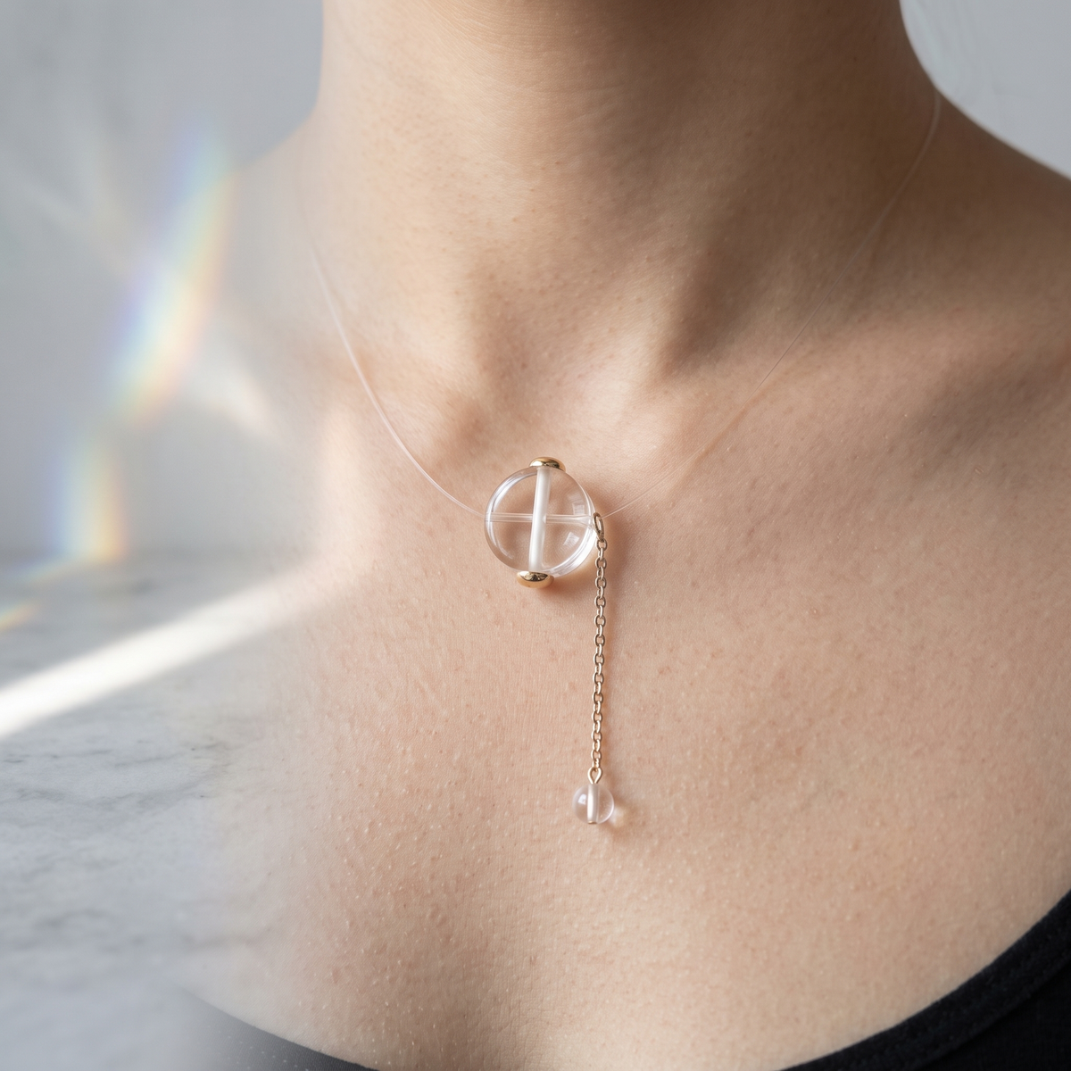 Minimalist Clear Quartz Ball Pendant