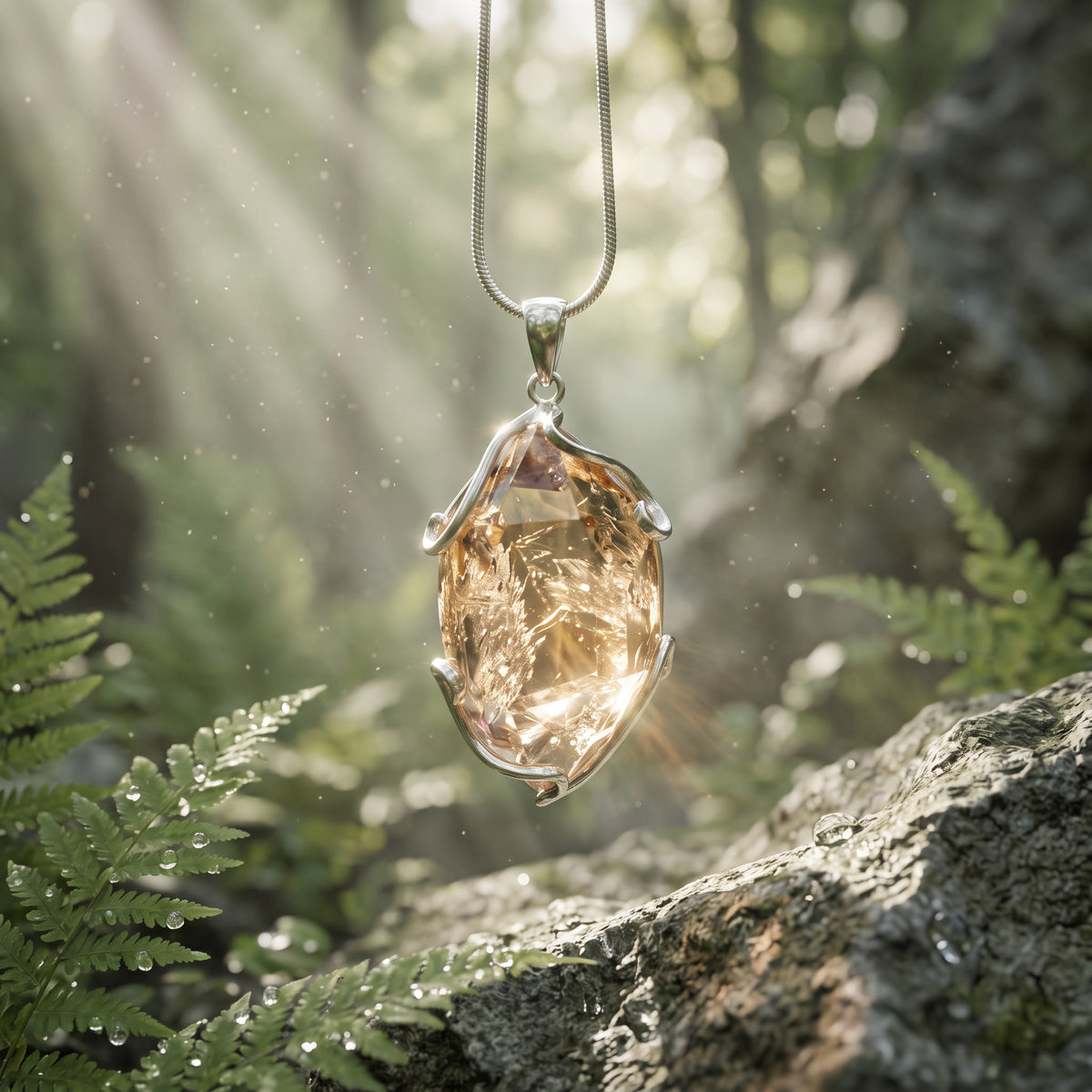 "Forest Whisper" Natural Morganite Pendant