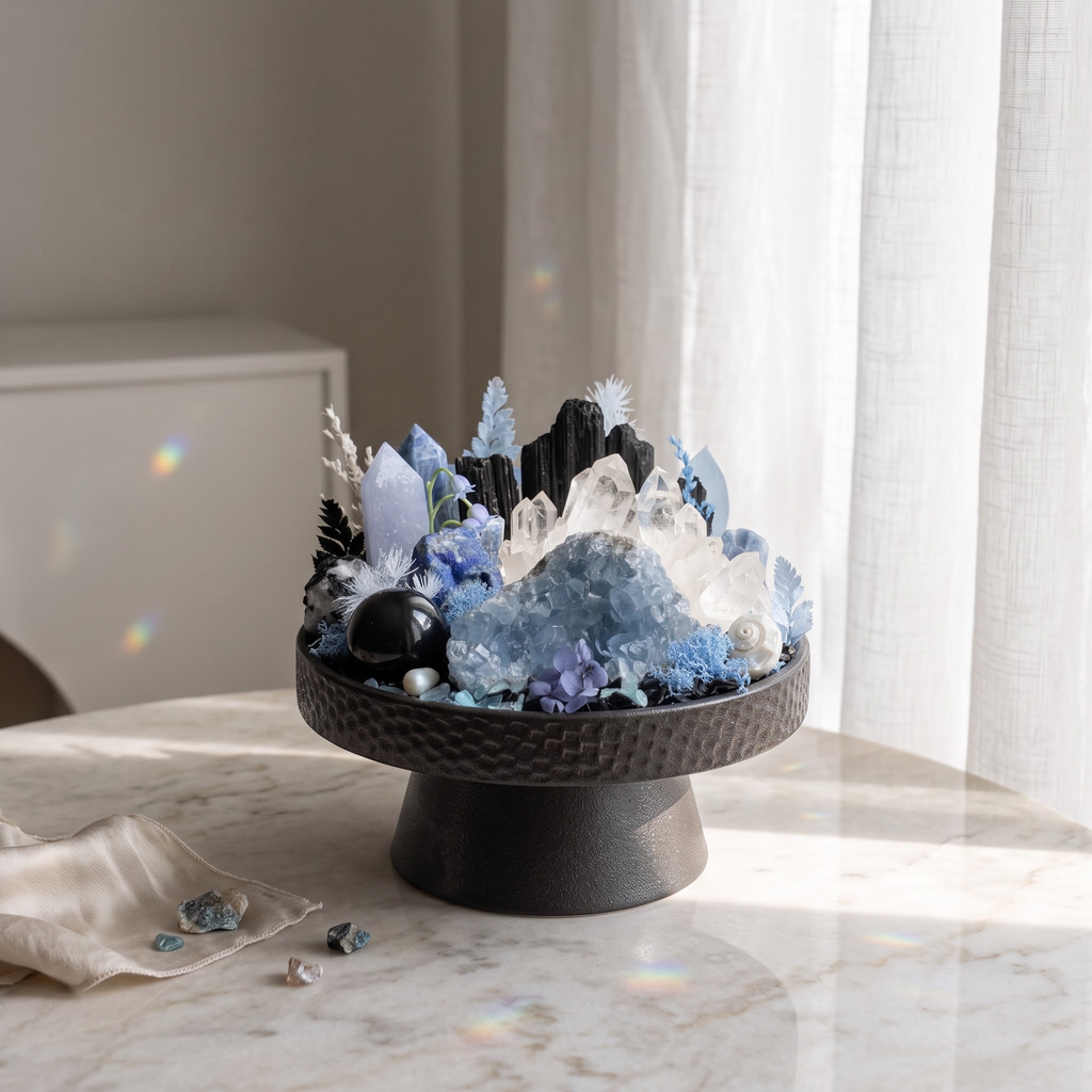 Celestial Blue Crystal Garden Bowl