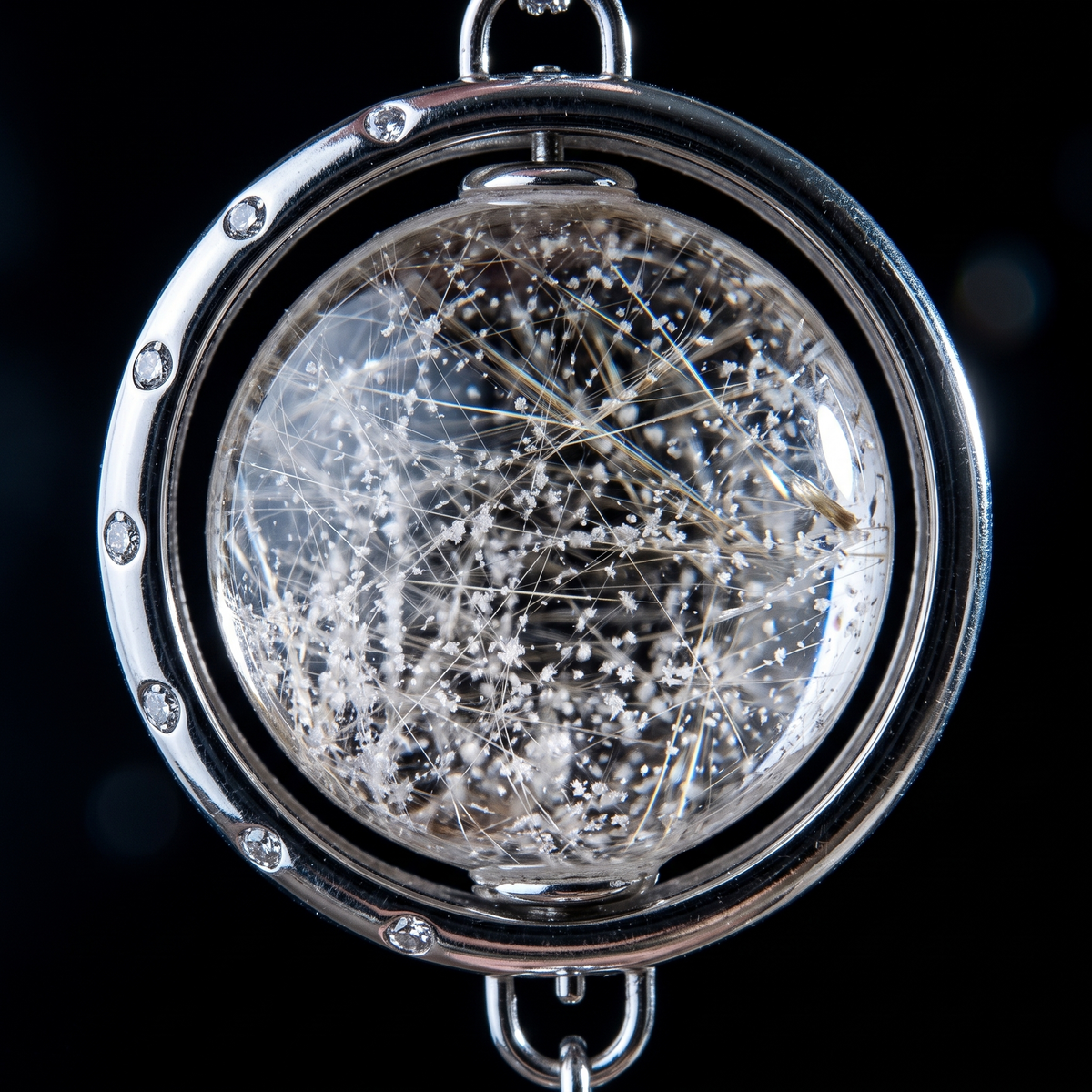 "Celestial Compass" Silver Rutilated Quartz Pendant