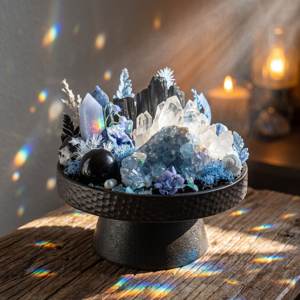 Celestial Blue Crystal Garden Bowl