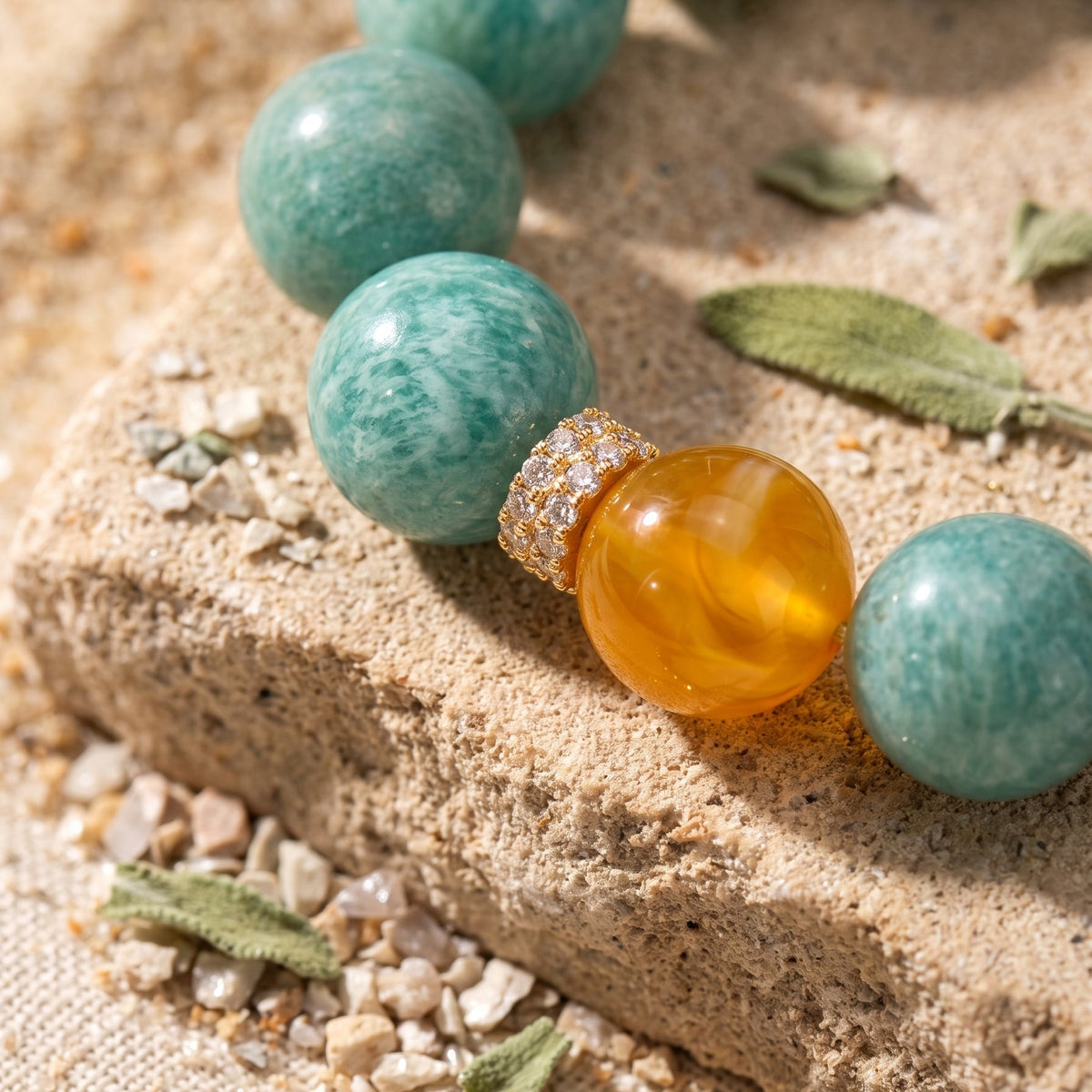 Calm Courage & Abundance Amazonite Citrine Bracelet