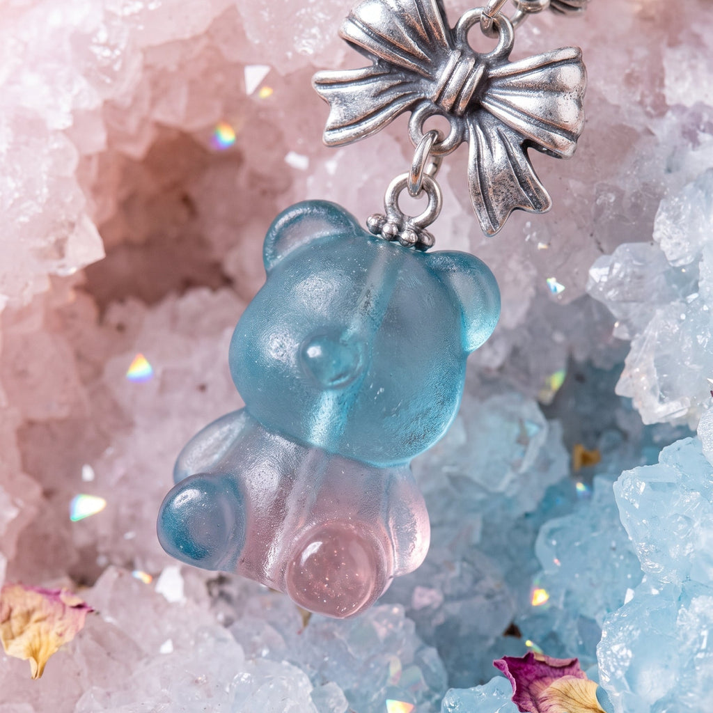 Dreamy Pastel "Bear & Bow" Mixed Gemstone Bracelet