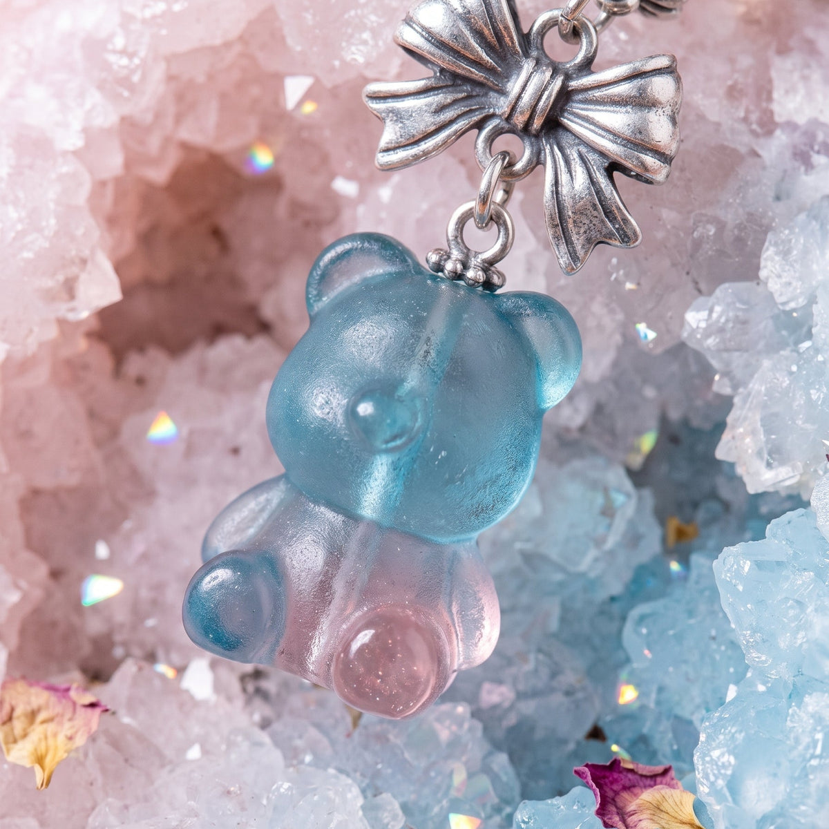 Dreamy Pastel "Bear & Bow" Mixed Gemstone Bracelet