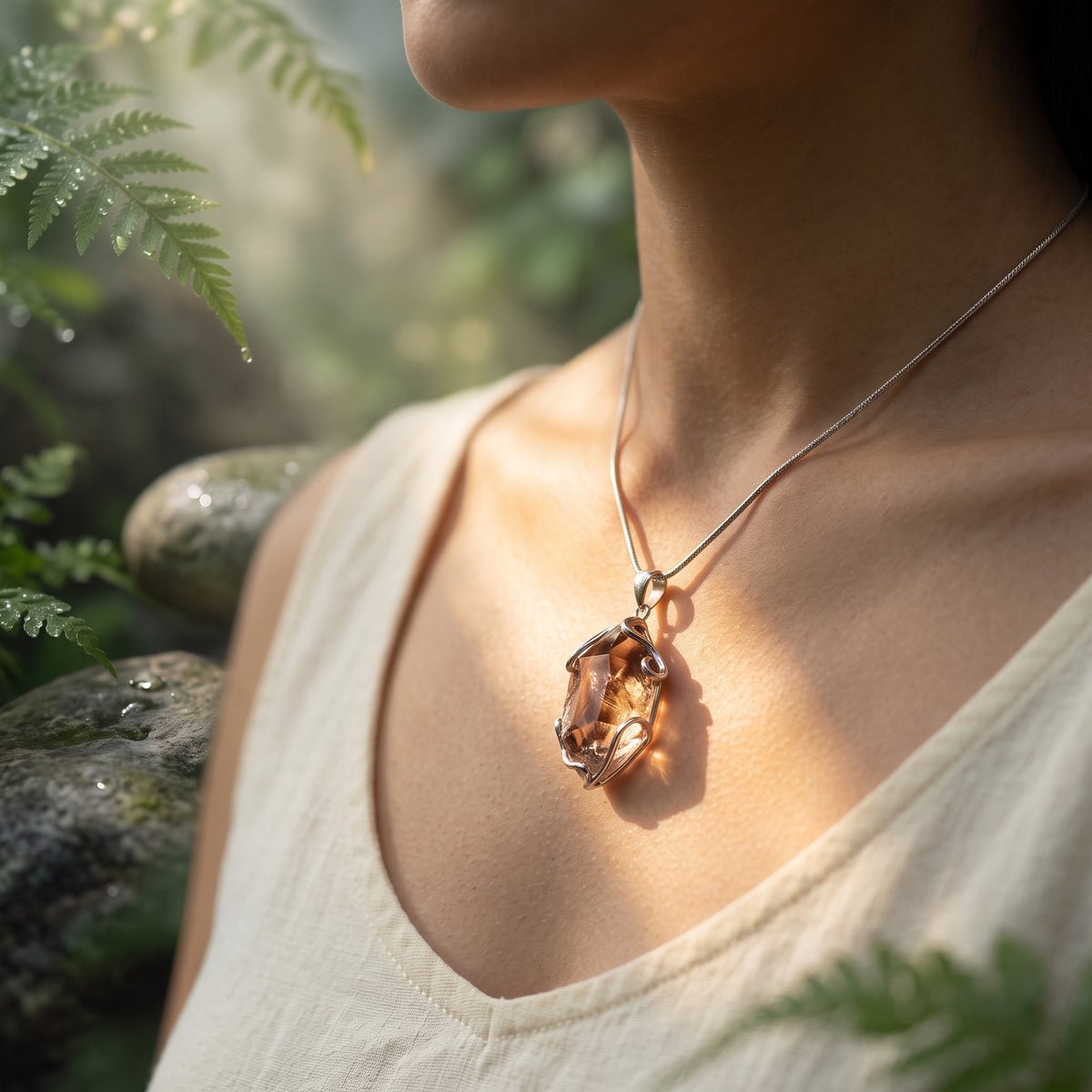 "Forest Whisper" Natural Morganite Pendant