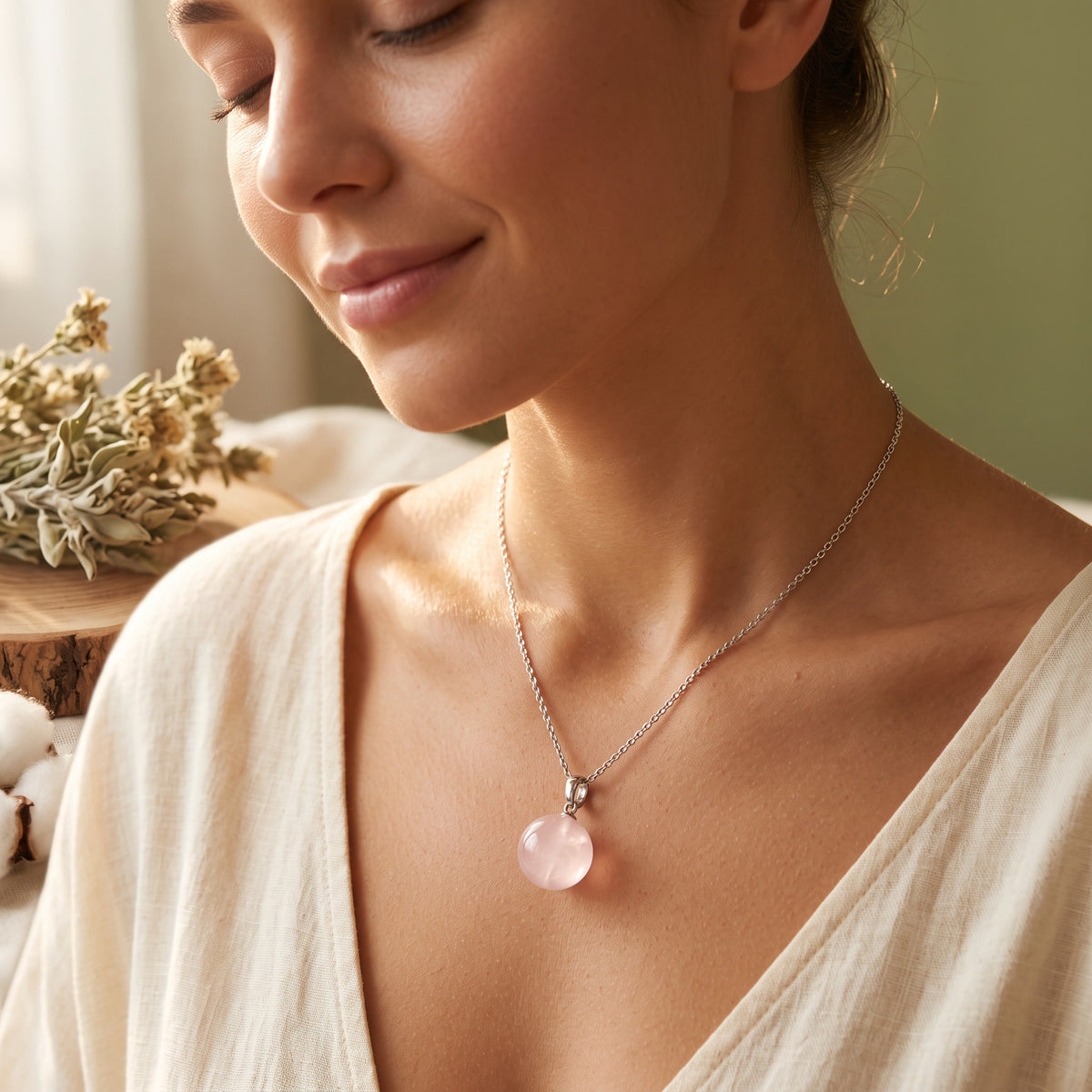 Soft Pink Crystal Necklace