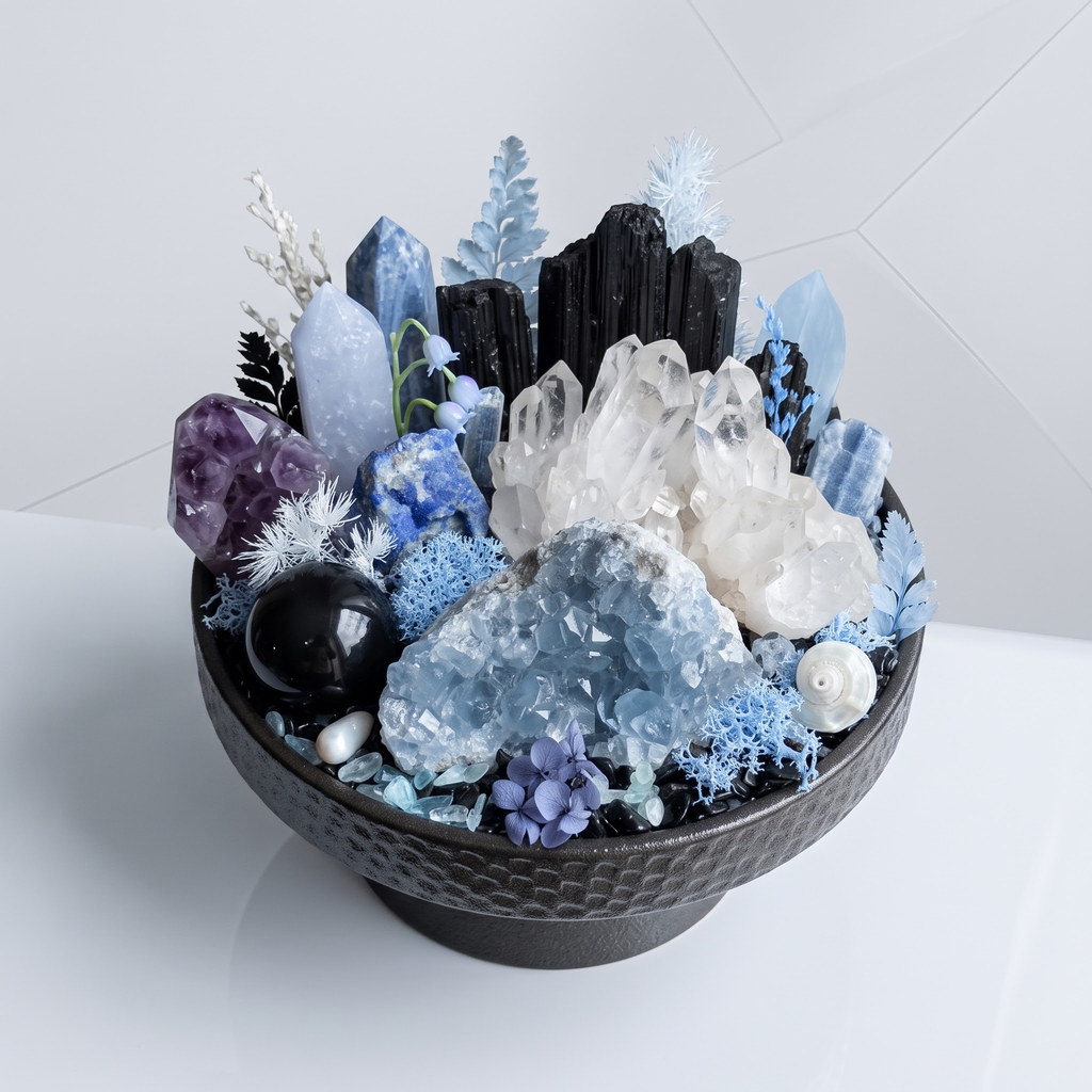 Celestial Blue Crystal Garden Bowl