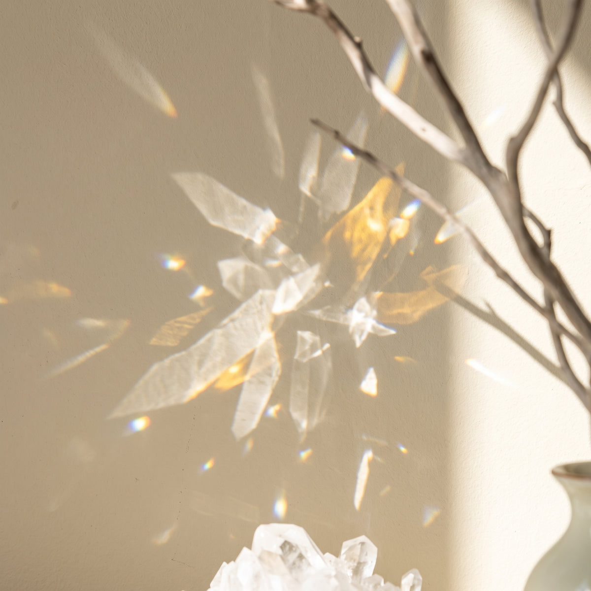 "Sunlit Clarity" Natural Clear Quartz Cluster with Citrine Base