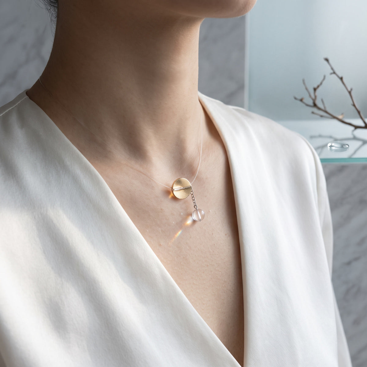 Minimalist Clear Quartz Ball Pendant