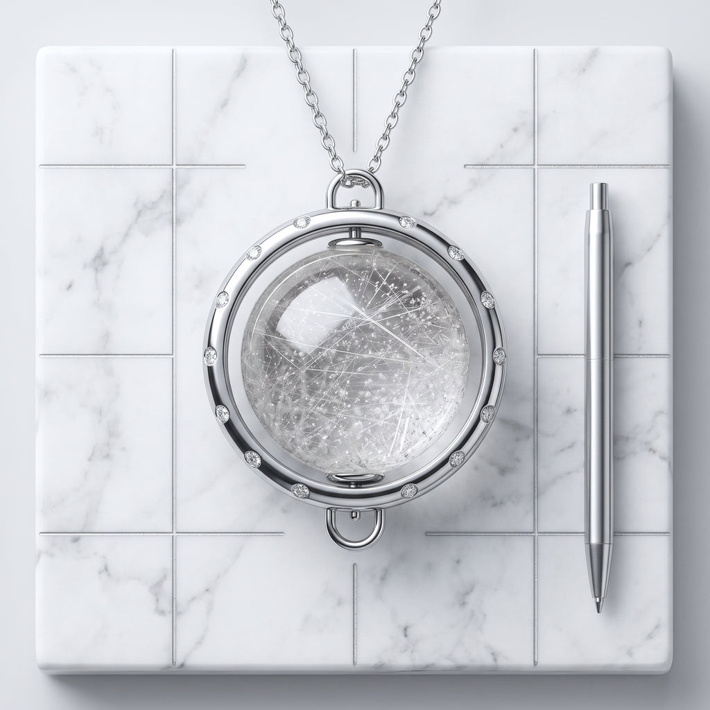 "Celestial Compass" Silver Rutilated Quartz Pendant